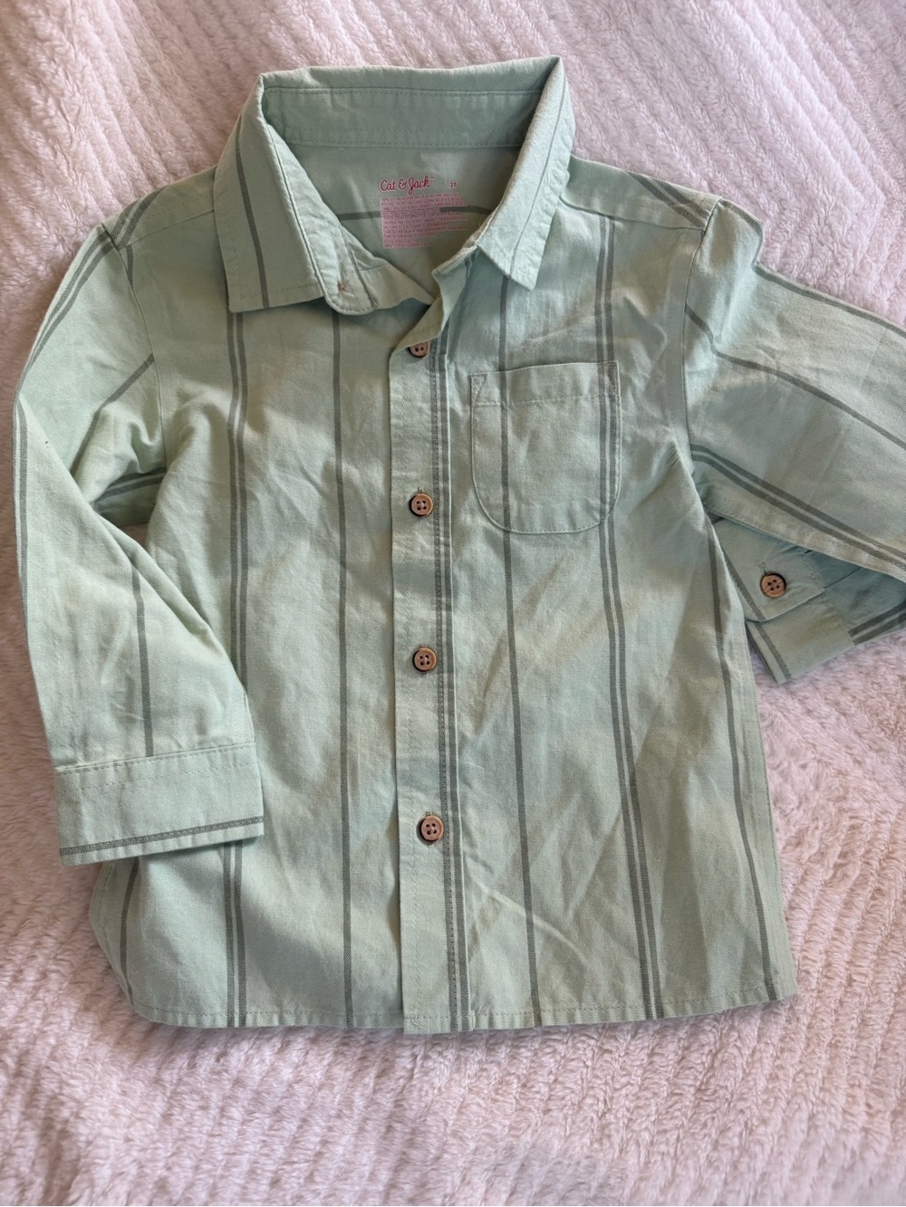 Cat & Jack Light Mint Striped Button-Down Shirt for Kids